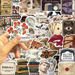 50PCS Cool Aesthetic Dark Academia Stickers Waterproof Cartoon Art Decals Phone Laptop Luggage Skateboard Sticker (ONLINE ORDER ONLY)