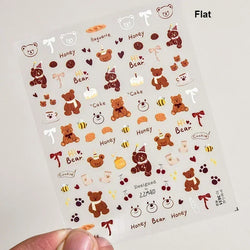 Cute Bowknot Dog Puppy Bear Strawberry Cake Fruit Juice Coffee Desserts Corgi Cherry Adhesive Nail Art Stickers Manicure Decals (ONLINE ORDER ONLY)