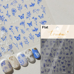 Dried Flowers Rose Butterfly Love Heart Golden Stroke Flying Crane Silver Adhesive Nail Art Stickers Rhinestone Manicure Decals (ONLINE ORDER ONLY)