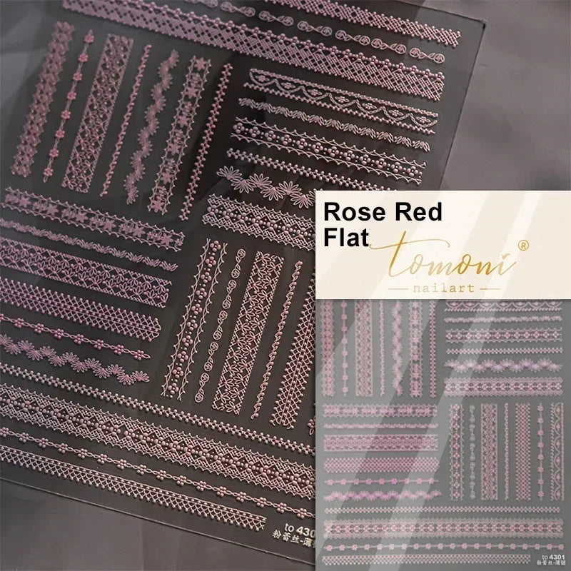 Geometric French Style Colorful Square Grid Rhombus Line Stripe Bowknot 3D Self Adhesive Nail Art Stickers Shiny Manicure Decals (ONLINE ORDER ONLY)