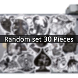 20/30/50Pieces, Gothic Stickers, Witch Skull Demon Monster, Black White Retro Art, for DIY Creative Decoration, Funny Sticker (Online Order Only)