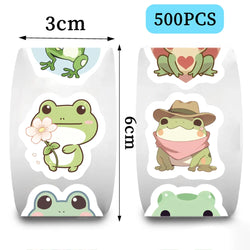 500pcs Cartoon Frog Sticker Kids Reward Sticker Toys Gift Decoration Label Teacher Encouragement Student Stationery Stickers (ONLINE ORDER ONLY)