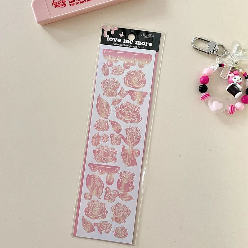 8Pcs/lot Korean ins Butterfly Rose Sticker Diary Scrapbooking DIY Album Decoration Sticker Aesthetic Stationery Art Supplies (ONLINE ORDER ONLY)