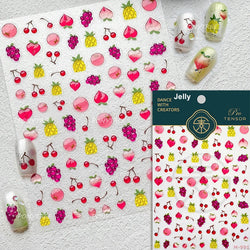 Cute Pink Tempting Strawberries Attractive Fruit Cutting Line Bowknot Star Silver Stamping Chic Nail Art Stickers Manicure Decal (ONLINE ORDER ONLY)
