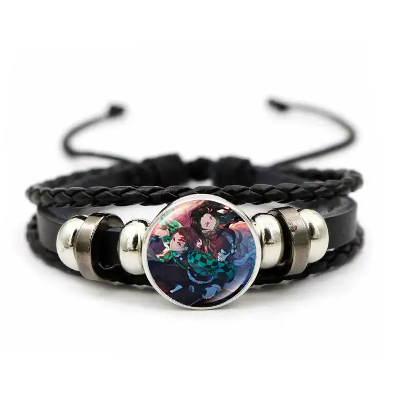 Demon Slayer Bracelet: Tanjiro & Nezuko Leather Charm (ONLINE ORDER ONLY)