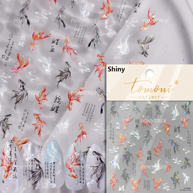 Deep Sea Animal Fish Shoal of Fish Whale Coral Dolphin Summer Beach Cute Jellyfish Bubble Bathyal Fauna Nail Art Stickers Decals (ONLINE ORDER ONLY)