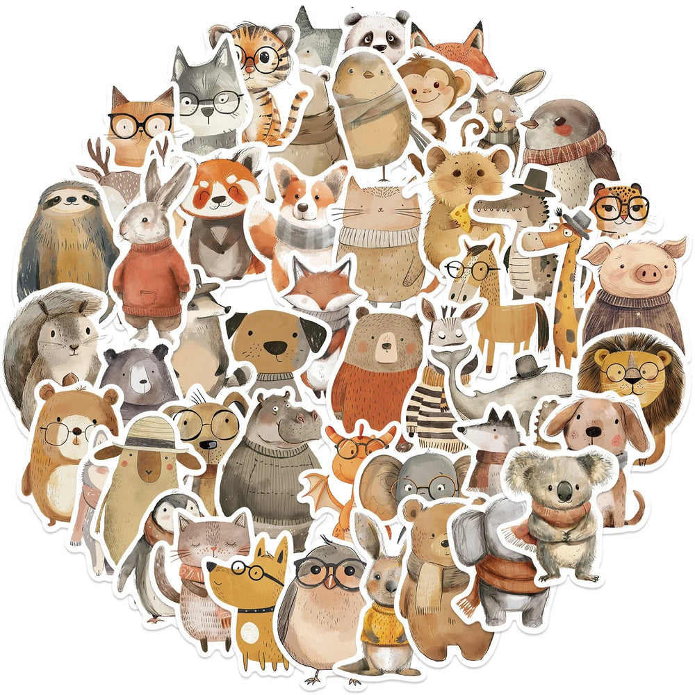 50PCS Funny Cute Animals Stickers For Cup Stationery Guitar Phone Bicycle Laptop Luggage Car Graffiti Kids Toys Cartoon Decals (ONLINE ORDER ONLY)
