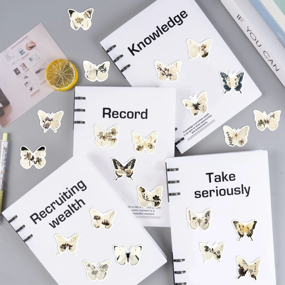 30Pcs Ink Butterfly Graffiti Stickers For Guitar Suitcase Phone Scrapbook DIY Vintage Sticker Craft Supplies (ONLINE ORDER ONLY)