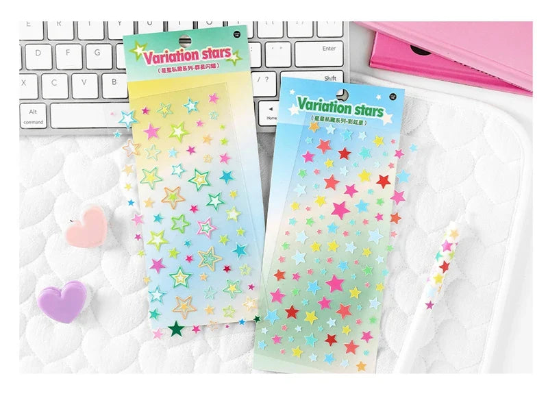 1Pc New Cute Star Resin Stickers Idol Card Deco Scrapbook DIY Material Girls Nails Decoration Stationery Stickers (ONLINE ORDER ONLY)