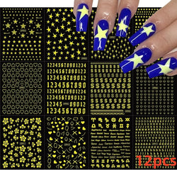 8pcs Gothic Alphabet Design Nail Art Stickers Retro English Letter Nail Art Stickers 3D Self-Adhesive Designs Nail Art Supplies* (Online Order Only)