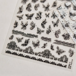 Lace Butterfly Hollow Out Fabric Romantic Flower Pattern Chic Adhesive Nail Art Sticker Rhinestone Manicure Decals Nail Supplies (ONLINE ORDER ONLY)