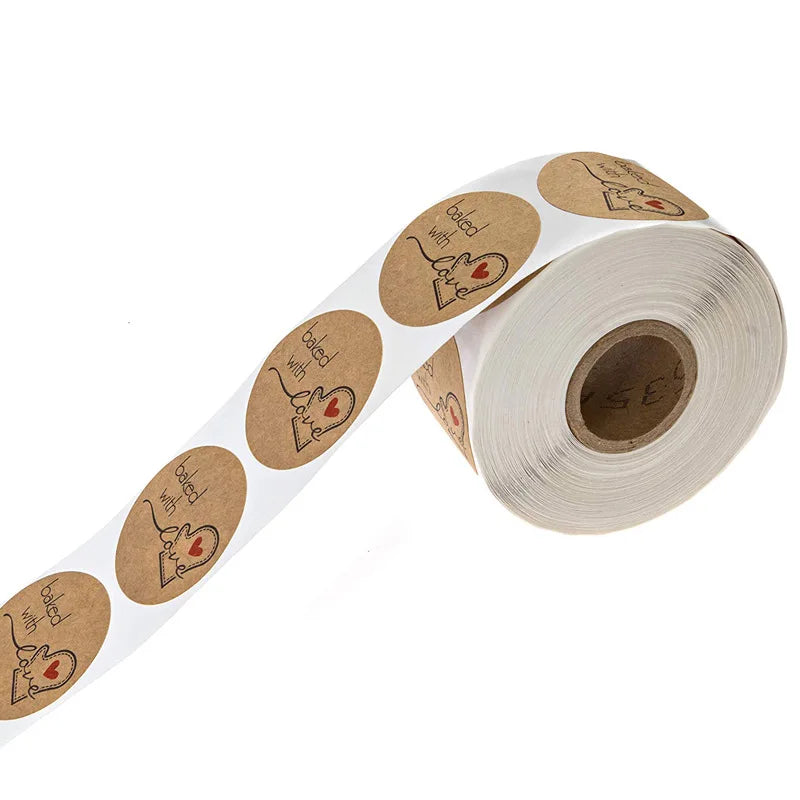 100-500pcs Round Natural Kraft Sticker Seal Labes Hand Made With Love Sticker Paper Scrapbooking Stationery Sticker (ONLINE ORDER ONLY)