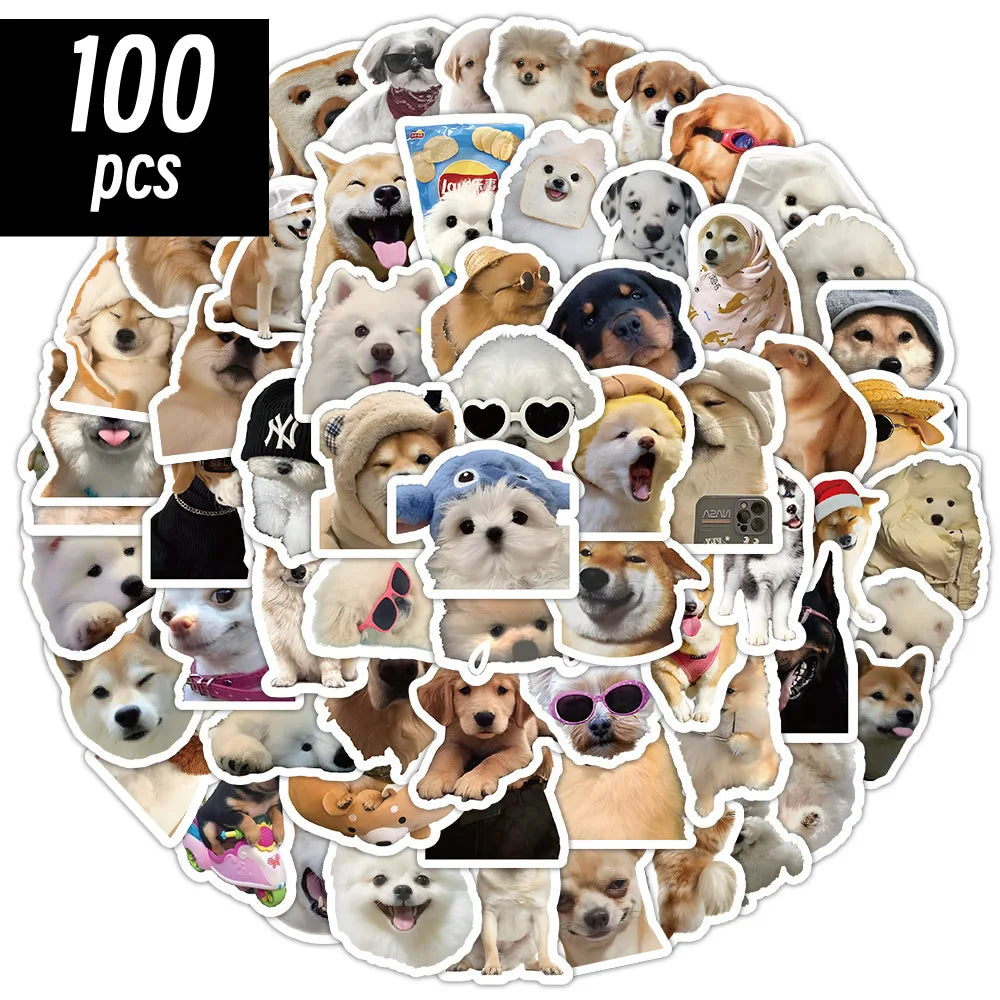 Funny Dog Stickers Pack - Cartoon Decals for Laptop, Phone, Guitar, Bicycle, Car, Luggage, Kids (Online Order Only)