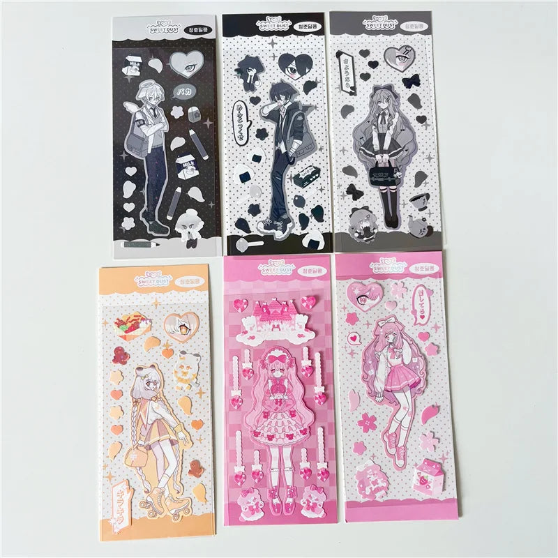 Korean Ins Cute Comics School Girl Boy Stickers Diary Scrapbooking DIY Album Decoration Sticker Personalized Kawaii Stationery (ONLINE ORDER ONLY)