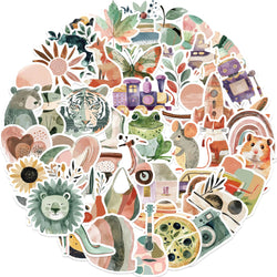 50pcs Aesthetic Boho Art Stickers Scrapbooking Laptop Notebook Decals for Kids Girl Toy Bohemian Graffiti Vintage Retro Sticker (ONLINE ORDER ONLY)