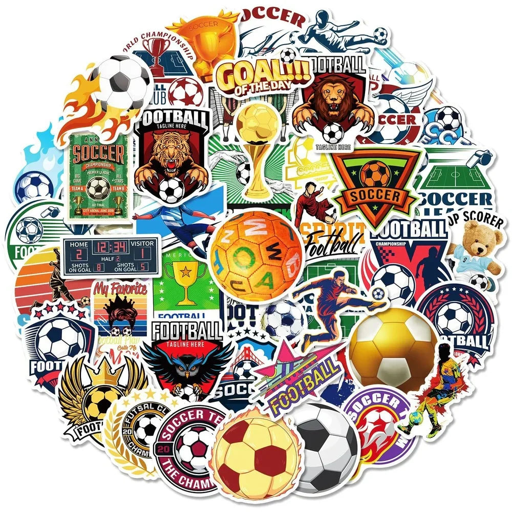 Football Stickers Vinyl Decal for Luggage, Water Bottle, Helmet, Scrapbook, Motorcycle, Bicycle, Car (ONLINE ORDER ONLY)