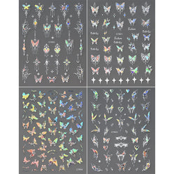 1pcs Butterfly Floral Nail Art Stickers Magic Shell Light Laser Black/White Nail Decoration Butterfly Slider Manicure Ornaments* (Online Order Only)