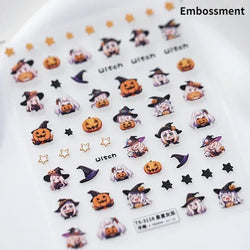 Gothic Dark Spider Butterfly Cross Flame Wings Halloween Horror Rose Flower Rabbit Pumpkin Bear Nail Art Stickers Manicure Decal (ONLINE ORDER ONLY)