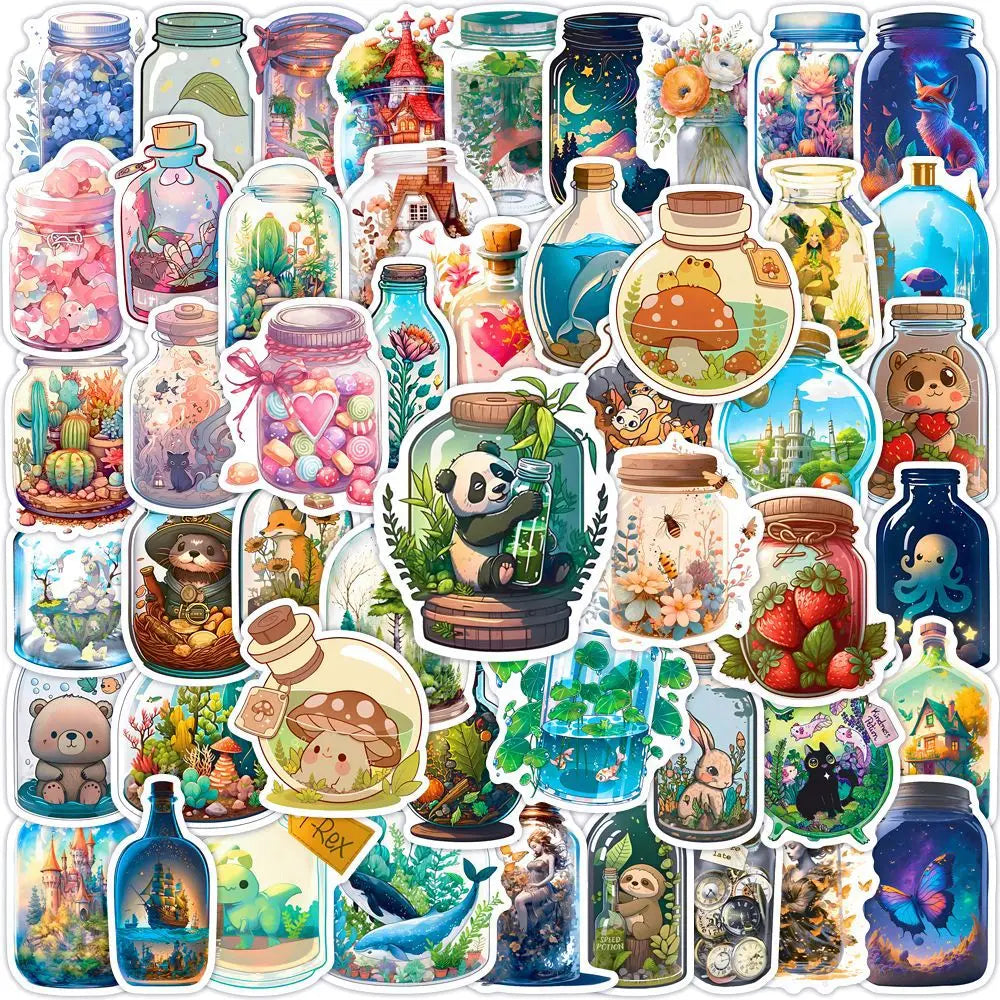 10/30/50PCS Ins Style Bottle World Stickers Cartoon Animal Cute Decals DIY Notebook Luggage Skateboard Car Graffiti Toy For Kids (ONLINE ORDER ONLY)