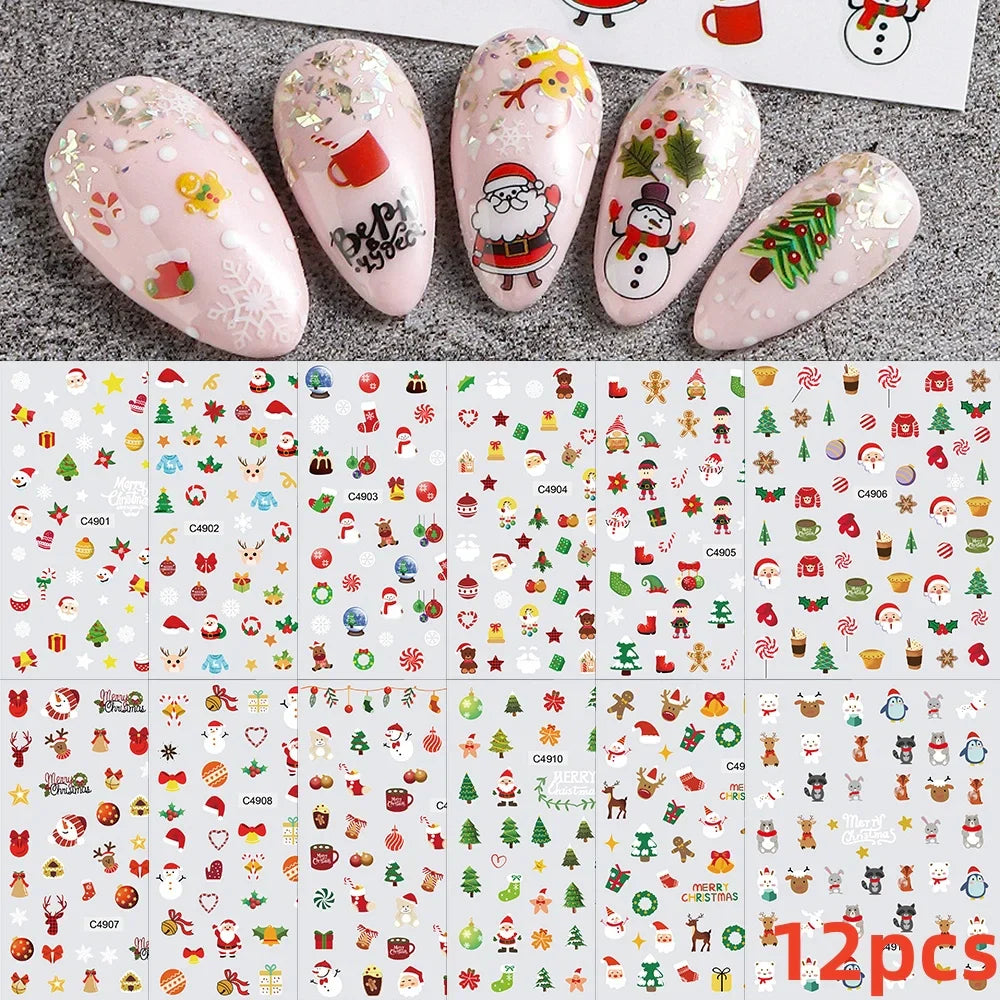 12PCS White Flowers Leaves 3D Nail Stickers Star/Moon/Sun Nail Art Decoration Decals Geometric Flower Stickers Nail Art Supplies (ONLINE ORDER ONLY)