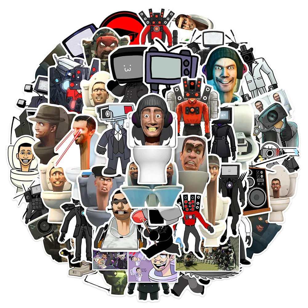 10/30/50PCS Skibidi Toilet Game Cartoon Stickers Graffiti Decals DIY Decoration Laptop Skateboard Notebook Car Kids Sticker Toys (ONLINE ORDER ONLY)