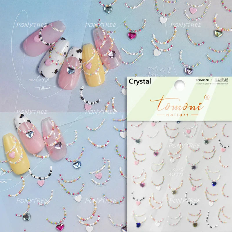 Line Love Heart Arc French Romantic Curve Punk Attitudinal Hollow Geometric Figure Adhesive Nail Art Stickers Manicure Decals (Online Order Only)