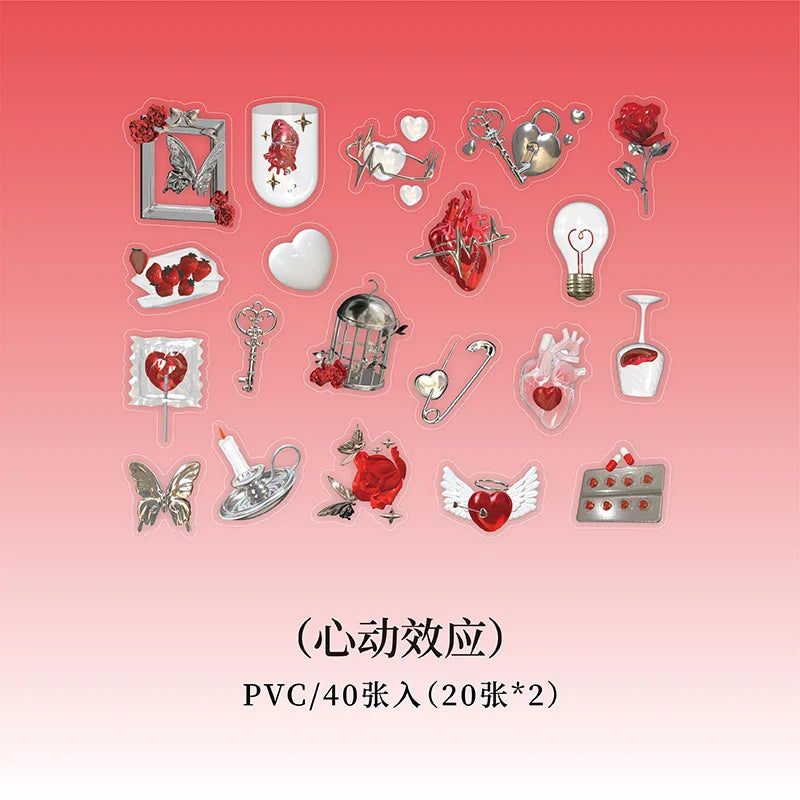 40pcs/lot Ins Retro Romantic 3D Decoration Stickers Diary DIY Scrapbooking Sticker Kawaii Korean Stationery Personalizd (ONLINE ORDER ONLY)