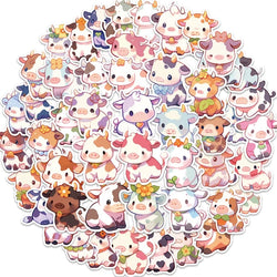 10/30/50PCS Cute Rainbow Cow PVC Sticky Sticker Aesthetic DIY Korean Stationery Decoration Scrapbooking School Supplies for Kids (ONLINE ORDER ONLY)
