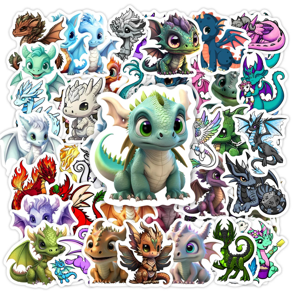 Cartoon Western Dragon Stickers Funny Kids Gift Dinosaur Animal DIY  Graffiti Decal for Phone Laptop Skateboard Kids Waterproof (ONLINE ORDER ONLY)