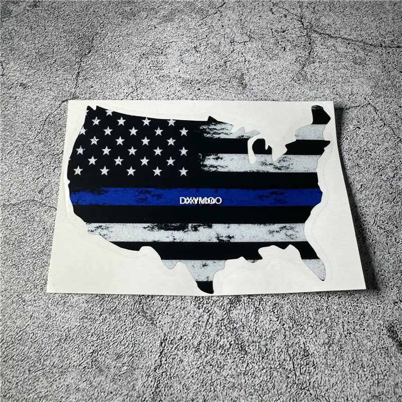 Car Styling Stickers America Police Flag USA Map Decal Auto Motorbike Helmet Applique Vinyl Tape Window Tape (ONLINE ORDER ONLY)