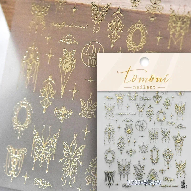 Delicate Tender Purple Butterfly Seal Pattern Insect Shiny Golden Stroke Nail Art Decoration Sticker Dressy Laser Manicure Decal (ONLINE ORDER ONLY)