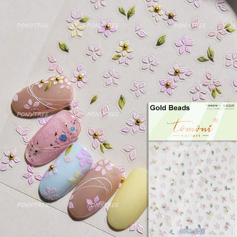Lovely Colored Flower Fried Egg Petal Love Heart Cartoon Pink Yellow Purple Blue Delicate Charm Nail Art Stickers Manicure Decal (ONLINE ORDER ONLY)