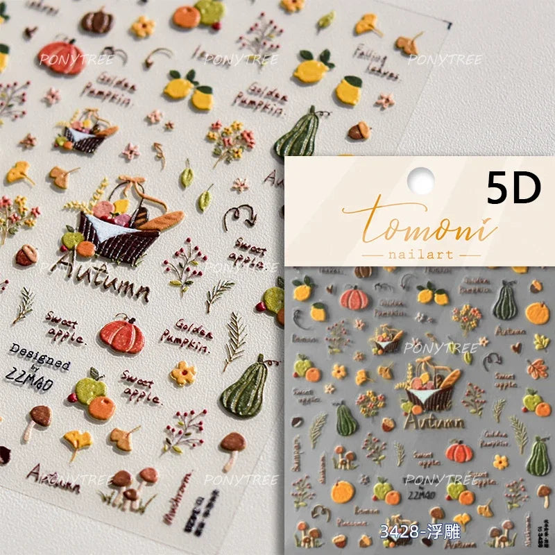 Cute Colored Mushrooms Water Bubbles Umbrella-shaped Plant Various Shapes Fungi Lovely Adhesive Nail Art Stickers Manicure Decal (ONLINE ORDER ONLY)