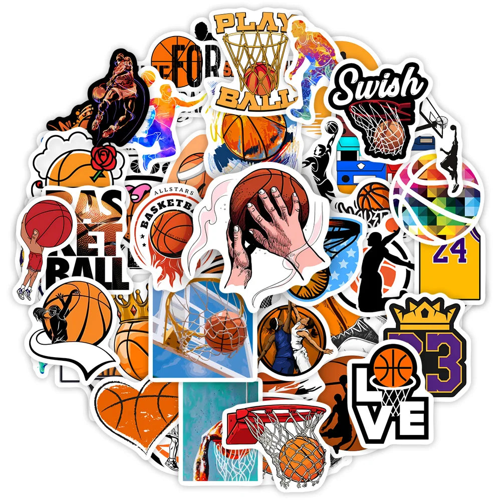 Basketball Theme Lovers Stickers DIY Toy Gift  Decorative Graffiti Decal for Phone Laptop Bottles Scrapbook Kids Waterproof (ONLINE ORDER ONLY)