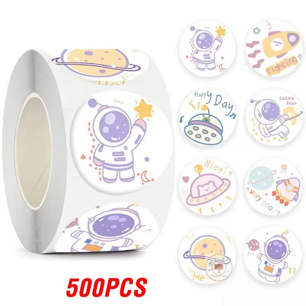 100-500pcs New Astronaut Reward Stickers Cute Animal Sticker for Kid Classic Toy Gift Decor School Teacher Encouragement Sticker (Online Order Only)