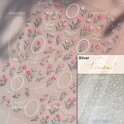 Cute  Pink Blue Nature Tulip Star Heart Butterfly Peach Blossom Jelly Embossed Relief Adhesive Nail Art Stickers Manicure Decals (ONLINE ORDER ONLY)