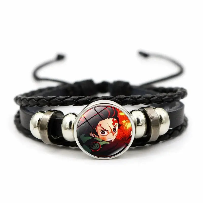 Demon Slayer Bracelet: Tanjiro & Nezuko Leather Charm (ONLINE ORDER ONLY)