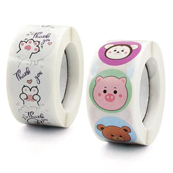 50-500pcs Cute Cartoon Cat Paw Thank You Stickers For Party Gift Decoration Packaging Label Reward Children Stationery Sticker (ONLINE ORDER ONLY)