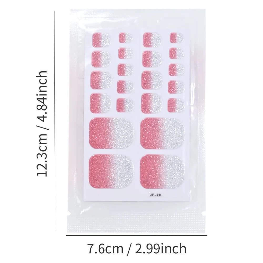 110Pcs 5Sheets Toe Nail Press On Nails Stickers Glitter Gradient Diamond Short Square Shape Toenails Wraps False Toe Nail Patch* (ONLINE ORDER ONLY)