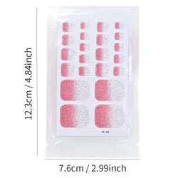 110Pcs 5Sheets Toe Nail Press On Nails Stickers Glitter Gradient Diamond Short Square Shape Toenails Wraps False Toe Nail Patch* (ONLINE ORDER ONLY)