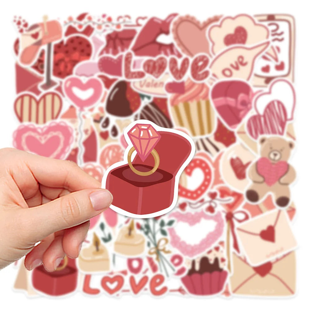 10/58PCS I Love You Valentine's Day Stickers Gift for Lovers To DIY Guitar Motorcycle Skateboard Car Laptop Fridge Decal Sticker (ONLINE ORDER ONLY)