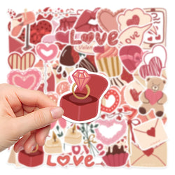 10/58PCS I Love You Valentine's Day Stickers Gift for Lovers To DIY Guitar Motorcycle Skateboard Car Laptop Fridge Decal Sticker (ONLINE ORDER ONLY)