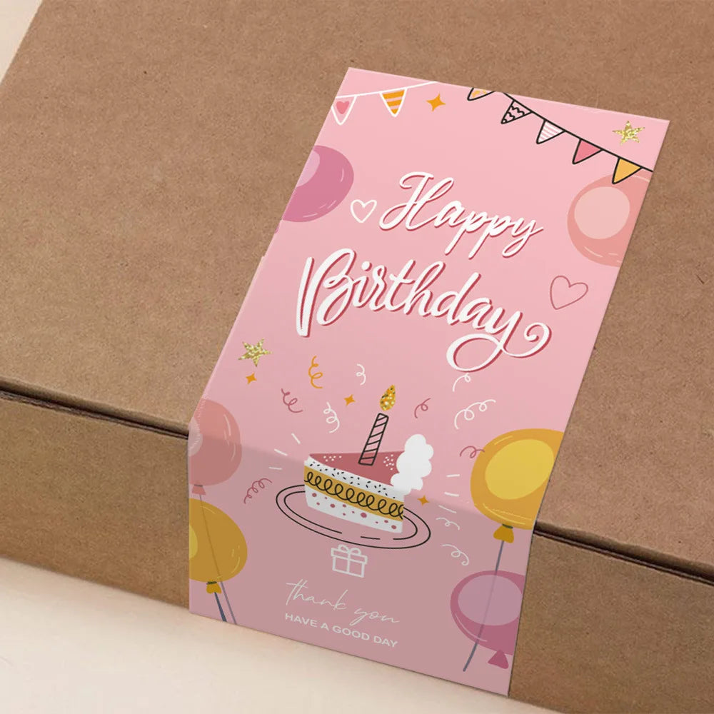 50Pcs/Pack Happy Birthday Stickers Seal Labels 2*4 Inch Cute Kids Gift Decorative Stickers Thank You Package Stickers (ONLINE ORDER ONLY)