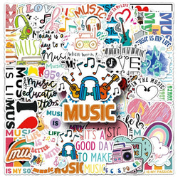 10/50pcs Funny Inspirational Musical Note Graffiti Stickers Aesthetic Decals DIY Scrapbooking Laptop Guitar Skateboard Sticker (Online Order Only)