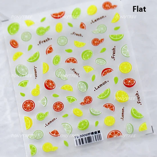 Summer Beach Bikini Watermelon Cat Popsicle Swim Ring Ice Cream Shell Coconut Tree Nail Art Decoration Stickers Manicure Decals (Online Order Only)