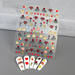 1pc Bohemian Valentine Nail Stickers 3D Self-Adhesive Fantasy Nail Art Glitter Sun, Heart, Lock, Star & Moon Designs Nail Decals (ONLINE ORDER ONLY)
