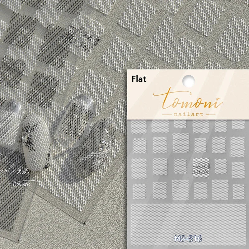 French Style Geometric Black White Square Grid Rhombus Stripe 3D Self Adhesive Nail Art Stickers Shiny Rhinestone Manicure Decal (ONLINE ORDER ONLY)