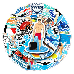 10/50pcs Outdoor Swimming Stickers Summer Seaside Surfing Waterproof Stickers DIY Skateboard Motorcycle Car Luggage Stickers (ONLINE ORDER ONLY)