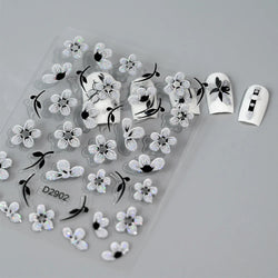 1pcs 5D Floral Nail Art Stickers Acrylic Flowers Decals with Glitter Self-Adhesive Elegant Silver Black Blossoms Theme Nail Art* (ONLINE ORDER ONLY)