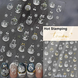 Winter Christmas Crystal Delicate Hexagon Romantic Laser Silver Chic Snowflakes Self Adhesive Nail Art Sticker 5D Manicure Decal (ONLINE ORDER ONLY)